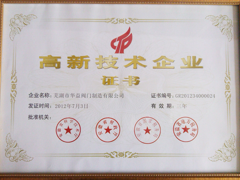 高新技術(shù)企業(yè)證書